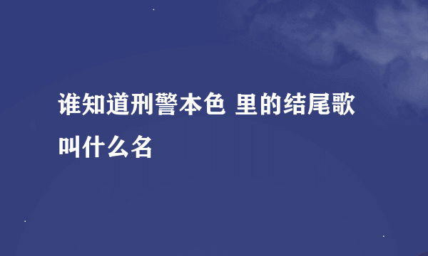 谁知道刑警本色 里的结尾歌叫什么名