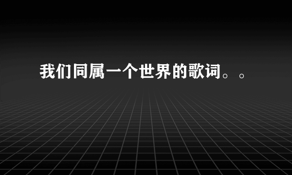 我们同属一个世界的歌词。。