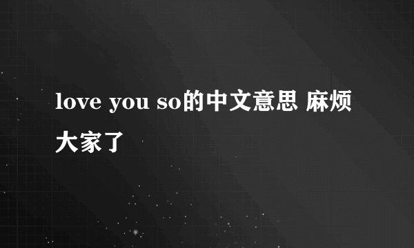 love you so的中文意思 麻烦大家了