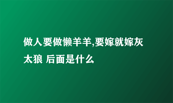 做人要做懒羊羊,要嫁就嫁灰太狼 后面是什么