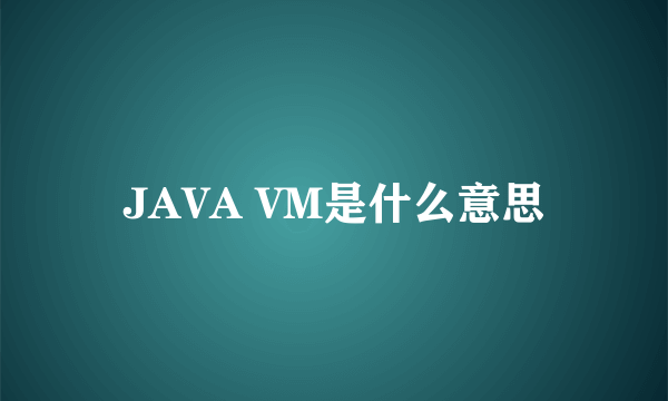 JAVA VM是什么意思