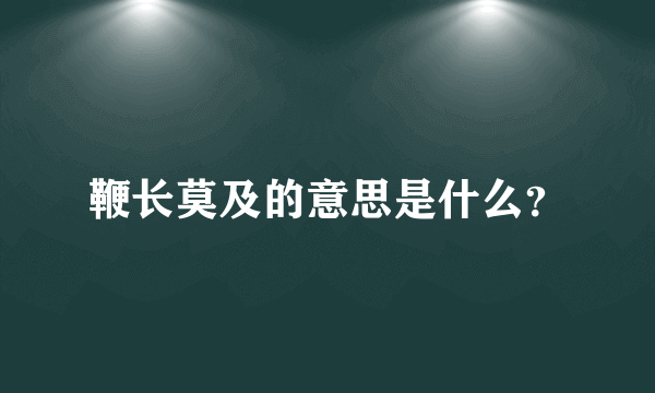 鞭长莫及的意思是什么？