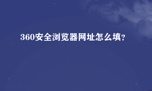 360安全浏览器网址怎么填？