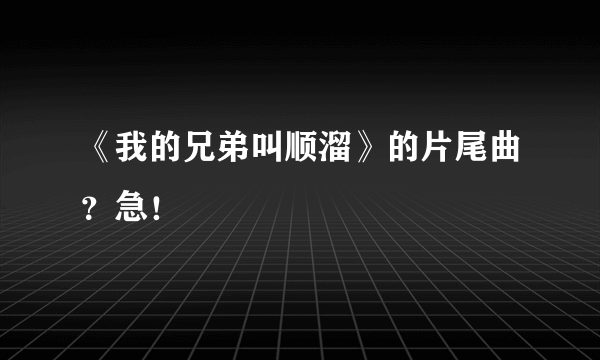 《我的兄弟叫顺溜》的片尾曲？急！