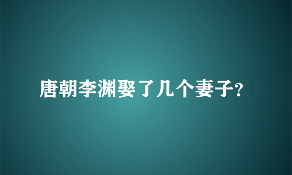 唐朝李渊娶了几个妻子？