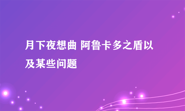 月下夜想曲 阿鲁卡多之盾以及某些问题