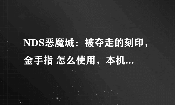 NDS恶魔城：被夺走的刻印，金手指 怎么使用，本机没有自带的，我在网上再一个金手指文件，不知道怎么操作