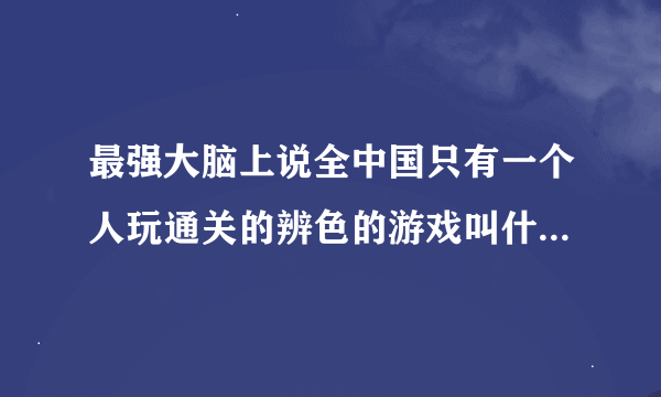 最强大脑上说全中国只有一个人玩通关的辨色的游戏叫什么，最新一期的