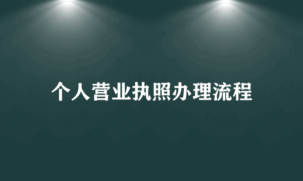 个人营业执照办理流程