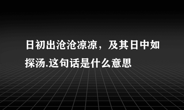 日初出沧沧凉凉，及其日中如探汤.这句话是什么意思