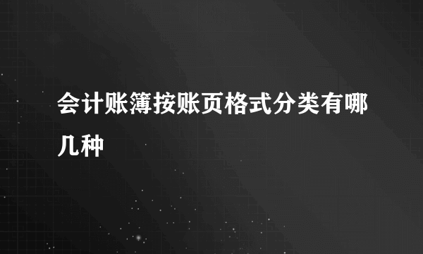 会计账簿按账页格式分类有哪几种