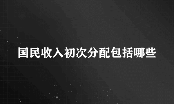 国民收入初次分配包括哪些