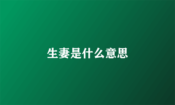 生妻是什么意思