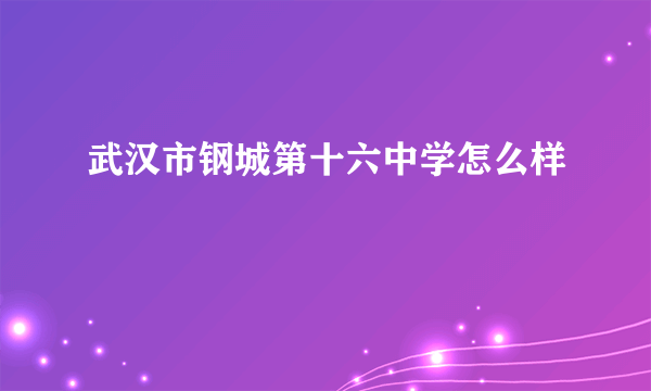 武汉市钢城第十六中学怎么样