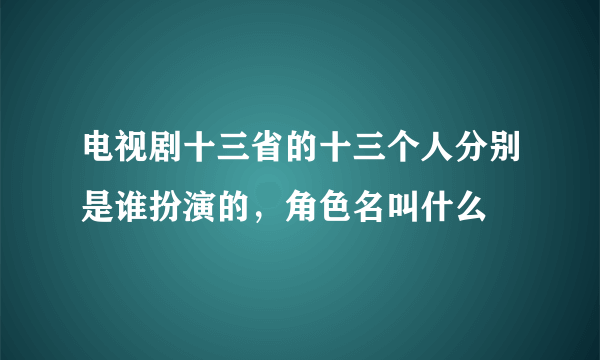 电视剧十三省的十三个人分别是谁扮演的，角色名叫什么