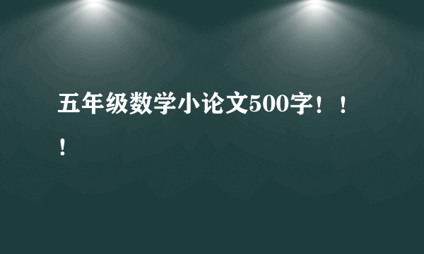 五年级数学小论文500字！！！