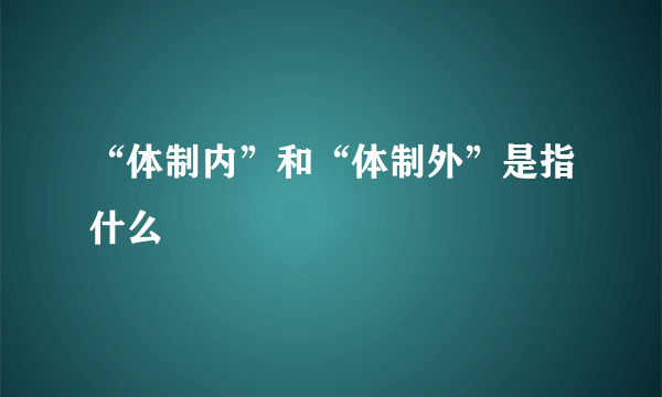 “体制内”和“体制外”是指什么