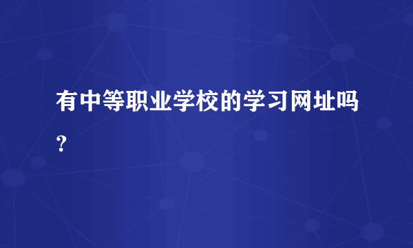 有中等职业学校的学习网址吗？