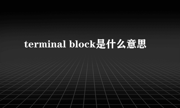 terminal block是什么意思