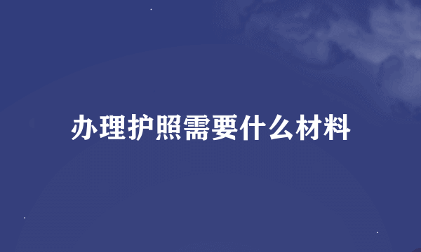 办理护照需要什么材料