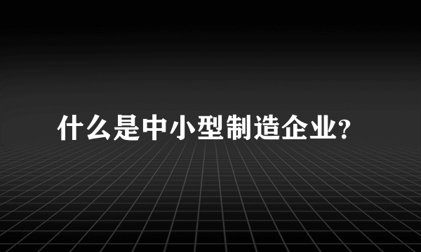 什么是中小型制造企业？