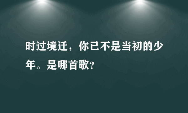 时过境迁，你已不是当初的少年。是哪首歌？