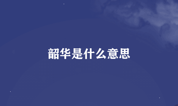 韶华是什么意思