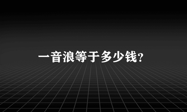 一音浪等于多少钱？