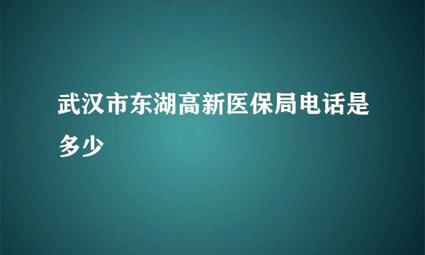 武汉市东湖高新医保局电话是多少