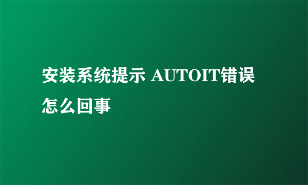 安装系统提示 AUTOIT错误怎么回事