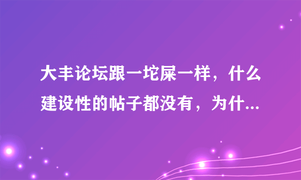 大丰论坛跟一坨屎一样，什么建设性的帖子都没有，为什么只要是政府人员发的帖子下面回帖大部分被删了？