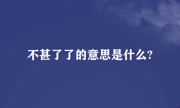 不甚了了的意思是什么?