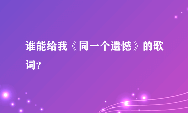 谁能给我《同一个遗憾》的歌词？