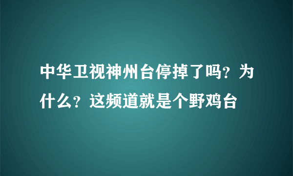 中华卫视神州台停掉了吗？为什么？这频道就是个野鸡台