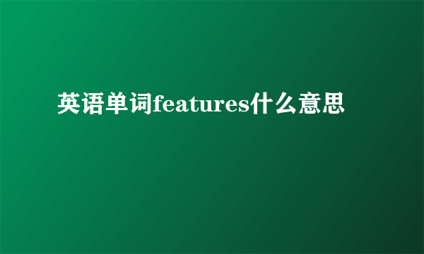 英语单词features什么意思