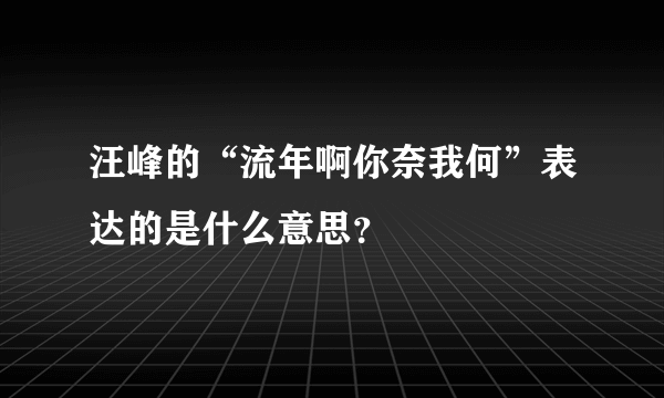 汪峰的“流年啊你奈我何”表达的是什么意思？