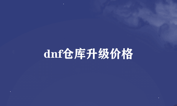 dnf仓库升级价格