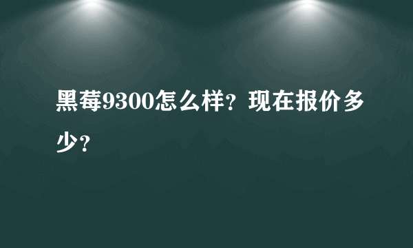 黑莓9300怎么样？现在报价多少？