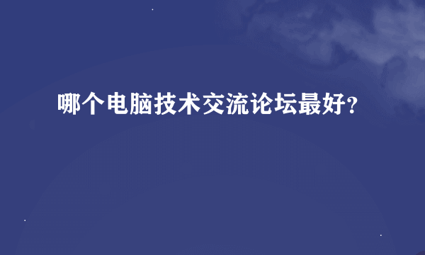 哪个电脑技术交流论坛最好？