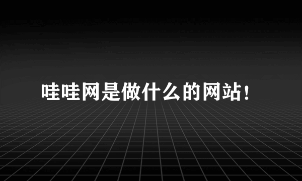 哇哇网是做什么的网站！