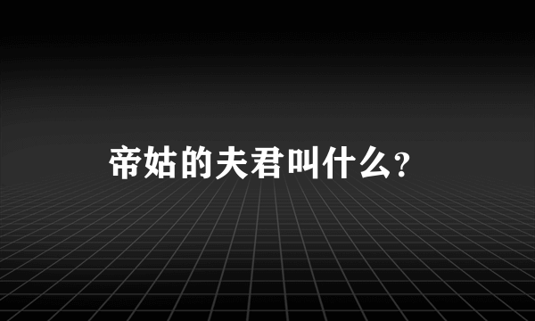 帝姑的夫君叫什么？