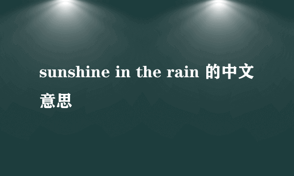 sunshine in the rain 的中文意思