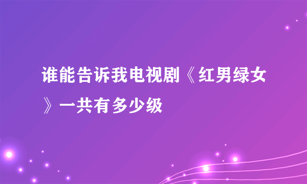 谁能告诉我电视剧《红男绿女》一共有多少级