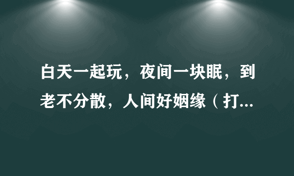 白天一起玩，夜间一块眠，到老不分散，人间好姻缘（打一动物）