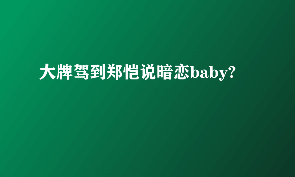 大牌驾到郑恺说暗恋baby?