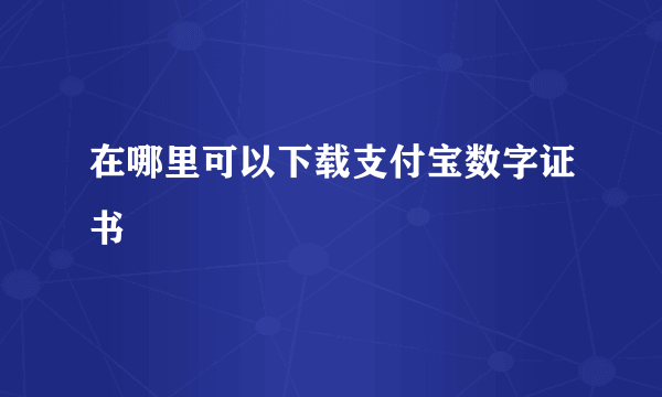 在哪里可以下载支付宝数字证书