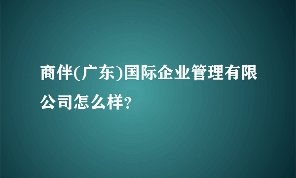 商伴(广东)国际企业管理有限公司怎么样？