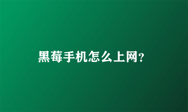 黑莓手机怎么上网？