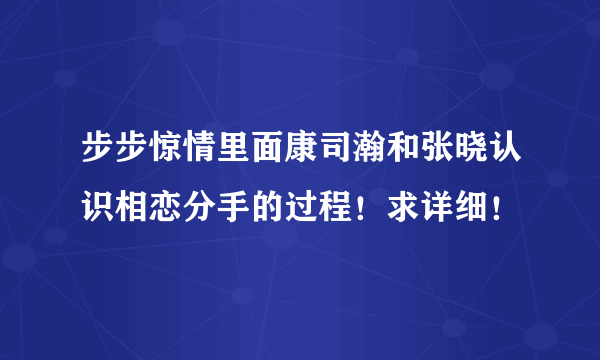 步步惊情里面康司瀚和张晓认识相恋分手的过程！求详细！