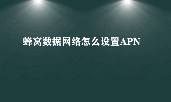 蜂窝数据网络怎么设置APN